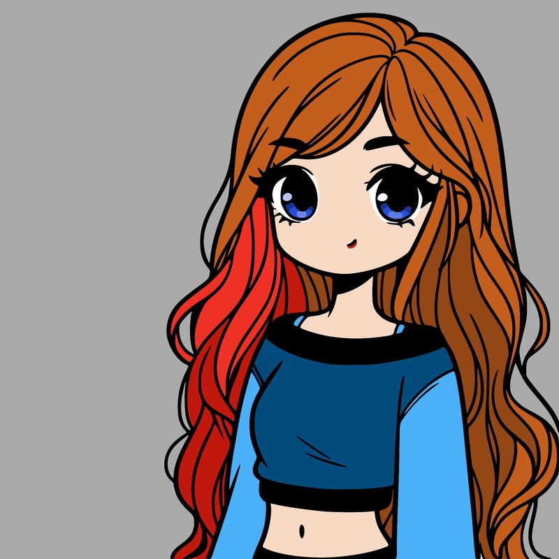 girl with long hair and a crop top with a sweater