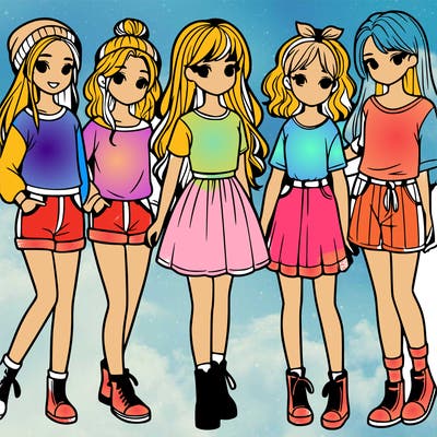 a group of five girls