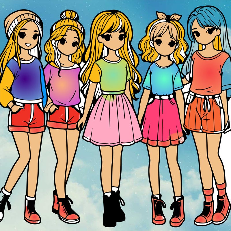 a group of five girls