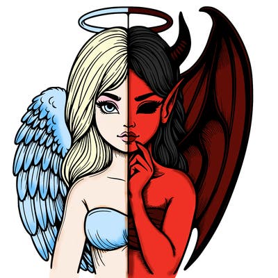 realistic angel half demon