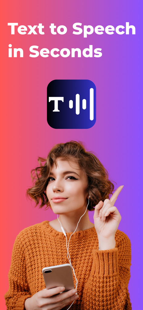 Text to Speech - xLab Audio AI - Una joven creadora de contenido usando auriculares y un smartphone para generar texto a voz con xLab Audio AI