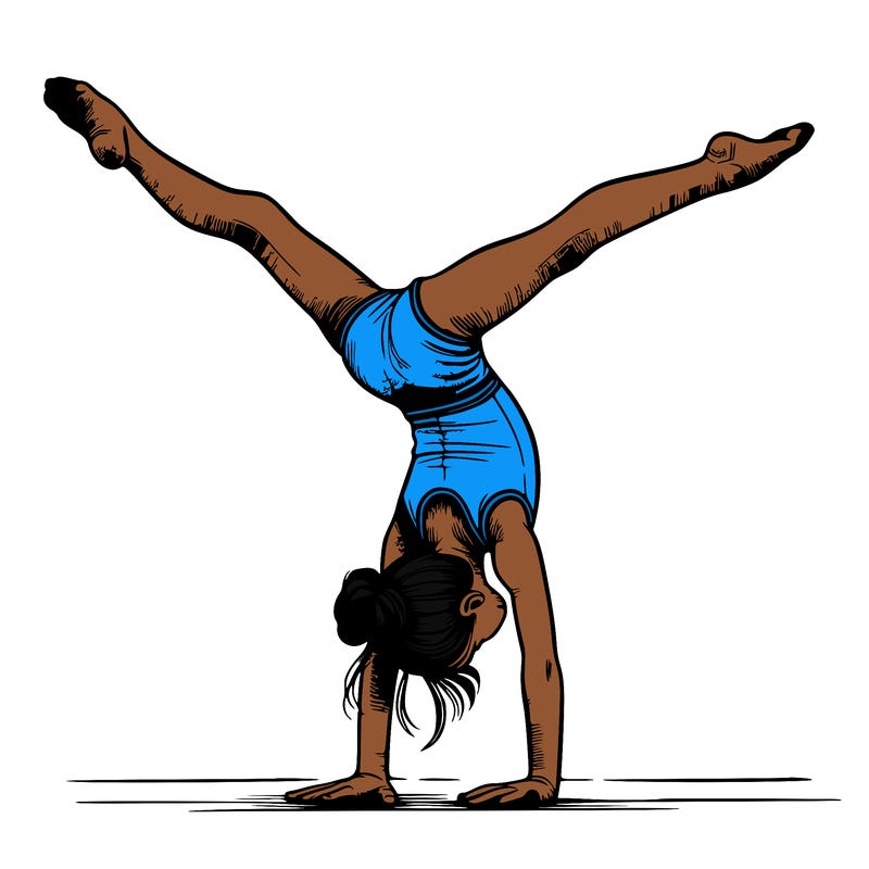realistic gymnastic hand stand girl in four splits