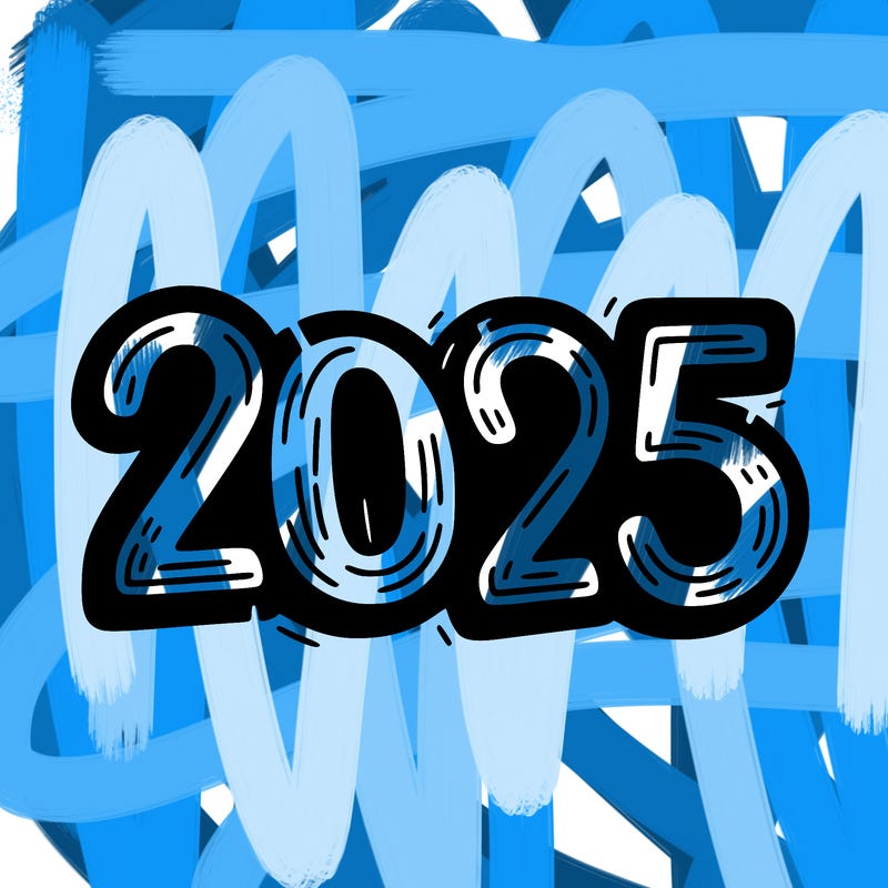 one line scrawled numbers sketch design “2025”