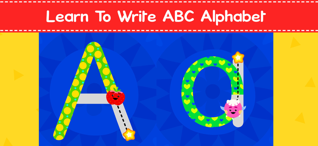 English For Kids - School App - Alphabet tracing activity showing uppercase and lowercase letter A