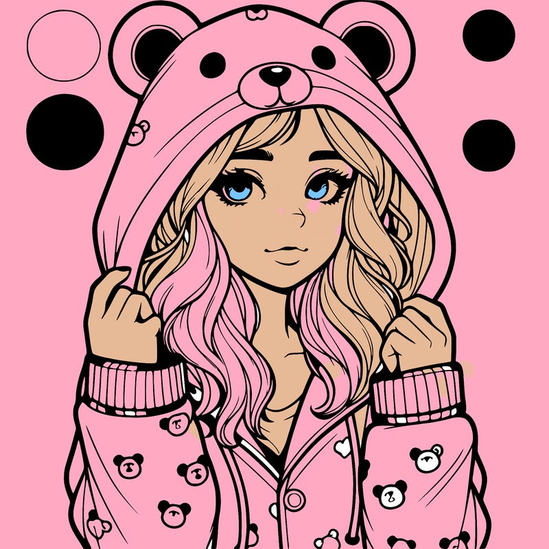 realistic girl in a animal pjs hoodie