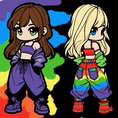 girl in crop top and baggy pants