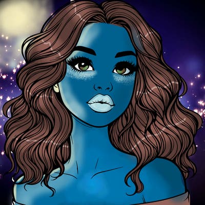 realistic girl with wavy hair and lips