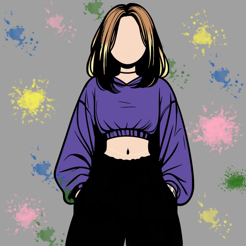 realistic girl faceless with baggy pants and a crop top