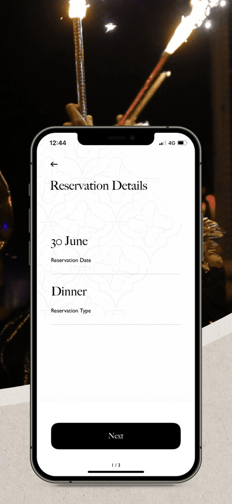 TLT Concepts - TLT Concepts高級ホスピタリティアプリのディナー予約詳細画面