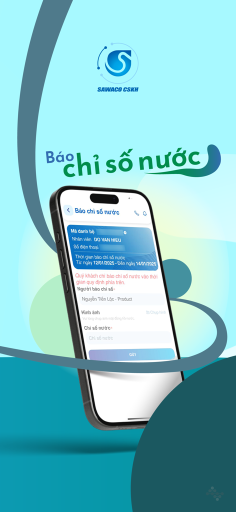 Pantalla de la aplicación Sawaco CSKH para reportar lecturas del medidor de agua