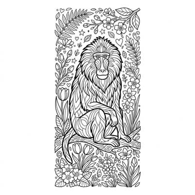 Bring a regal baboon to life amidst a delightful array of blooming spring flowers with this enchanting coloring page. Designed as a charming bookmark, it offers a creative way to celebrate the beauty of nature and the season of renewal.