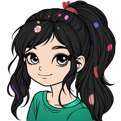 realistic girl with ponytail