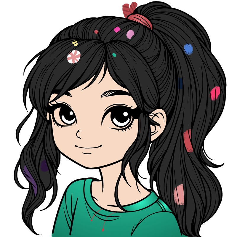 realistic girl with ponytail