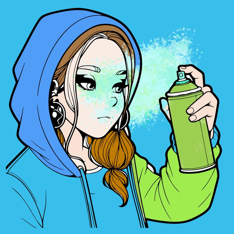 a realistic girl, spray painting
