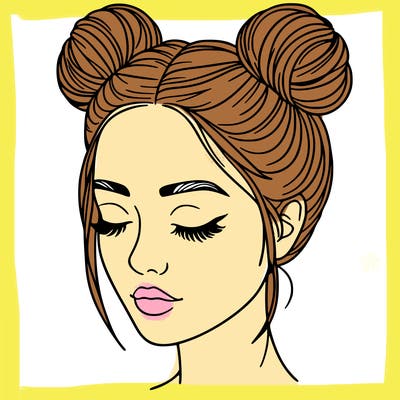 woman with hair buns