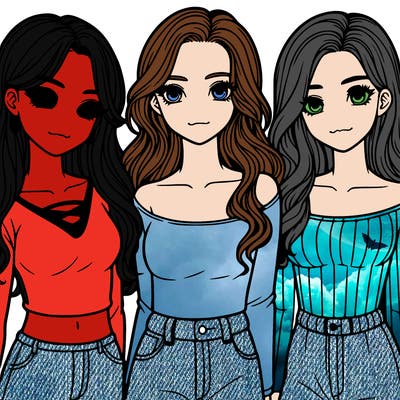 a group of realistic girls