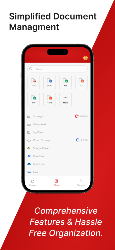 Convert to PDF : PDF Scanner - PDF 관리를 위한 문서 구성 및 클라우드 스토리지 통합을 보여주는 모바일 앱 인터페이스