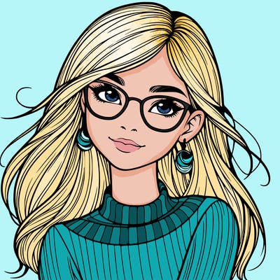 realistic girl with glasses