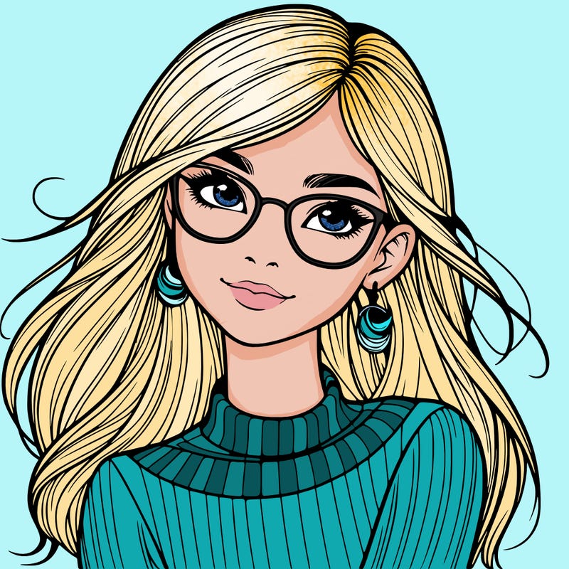 realistic girl with glasses