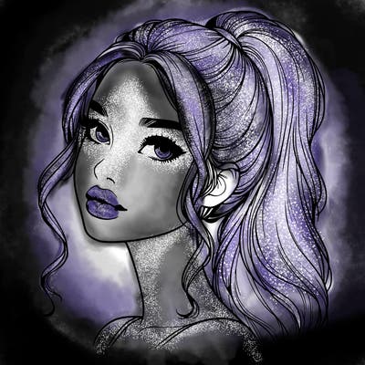 realistic girl with a ponytail on her hair and lips