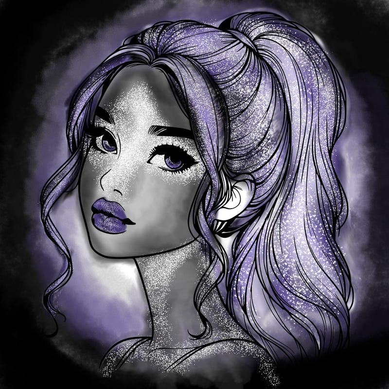 realistic girl with a ponytail on her hair and lips