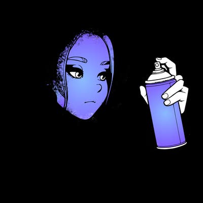 a realistic girl, spray painting