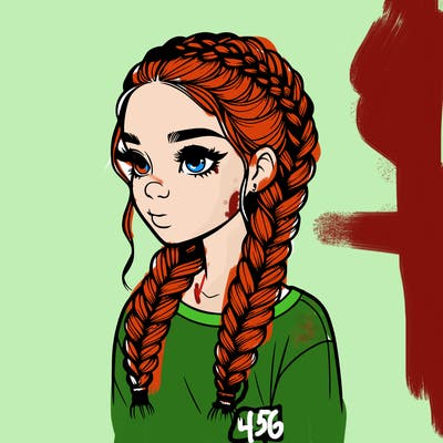 realistic girl with braids