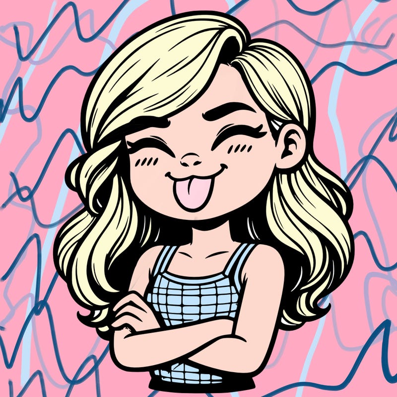 realistic girl crossing her arms and wearing a tank top with her tongue held out she has long hair