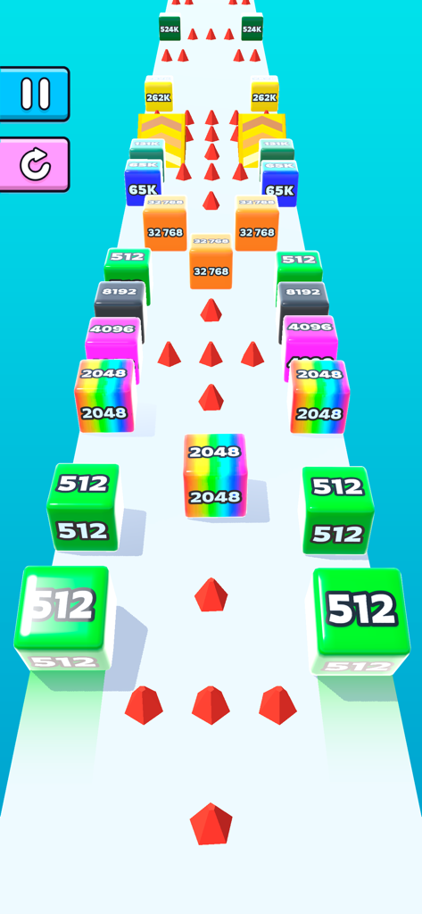 Jelly Run 2048: Number Games - Gameplay di Jelly Run 2048 con cubi di gelatina numerati su una pista da corsa