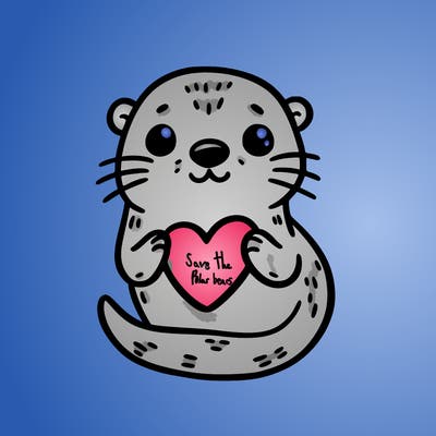 otter with a heart