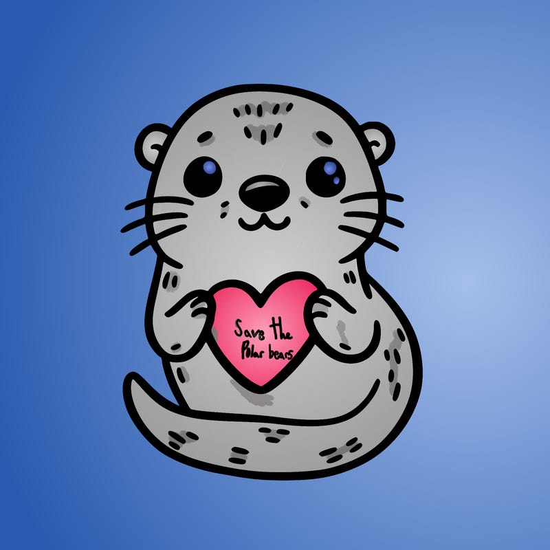 otter with a heart