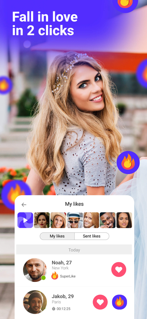RusWife dating app interface showing user likes and a beautiful Slavic woman