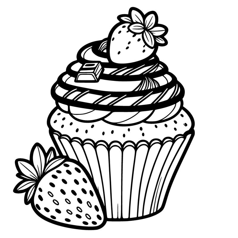 cupcake with chocolate and strawberry’s