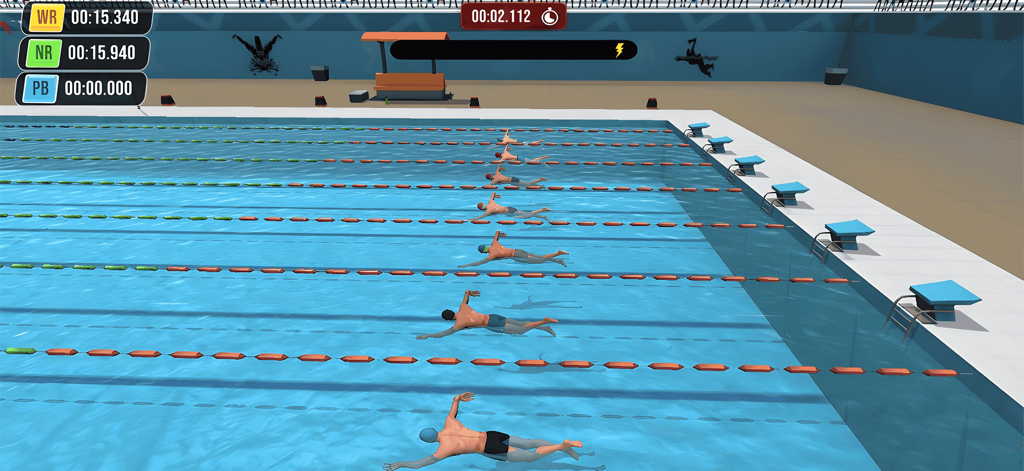 Des athlètes s'affrontent dans une course de natation professionnelle dans World Sports Challenge 2025.