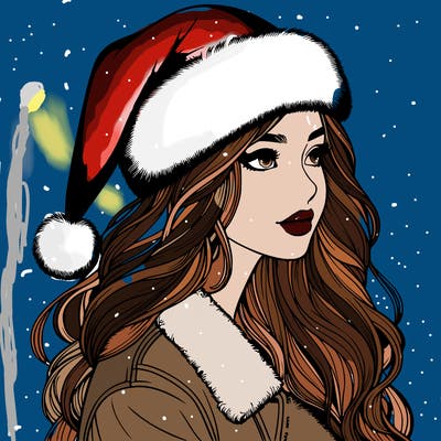 realistic girl in santa hat