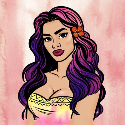 a realistic polynesian woman with a samoan pacific look and a taupou