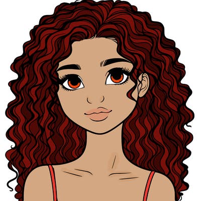 realistic girl with curly hair
