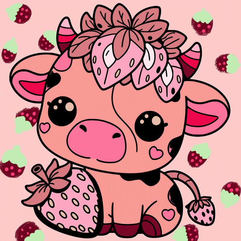 cute strawberry cow
