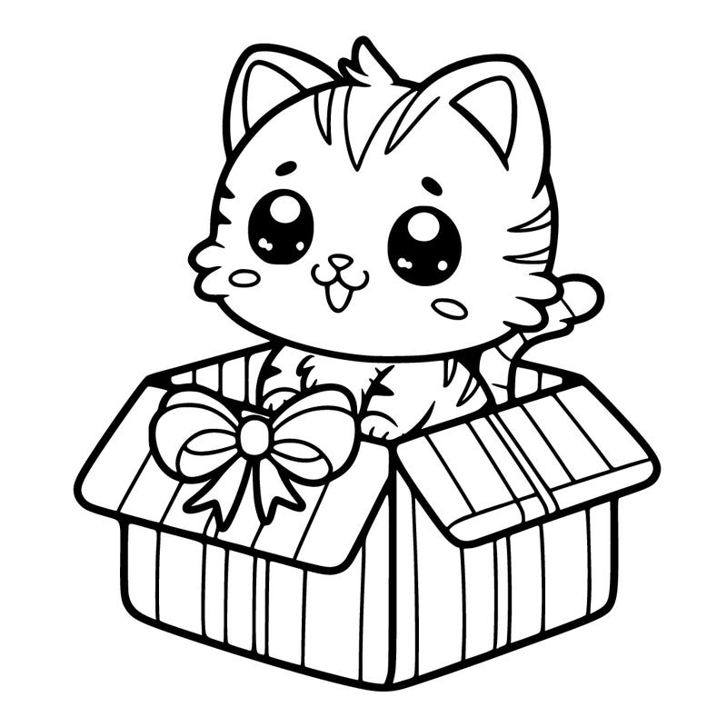kitten in a present box