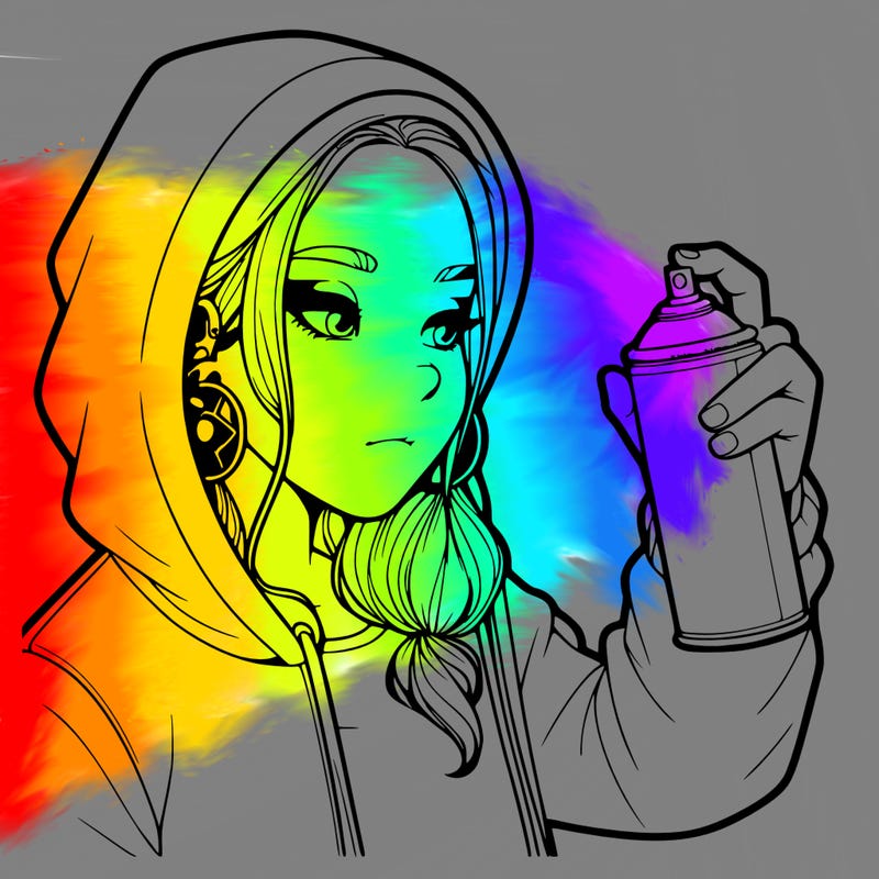 a realistic girl, spray painting
