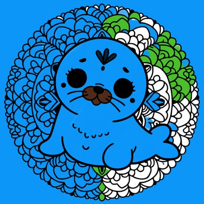 a cute baby seal mandala