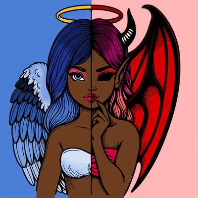 realistic angel half demon