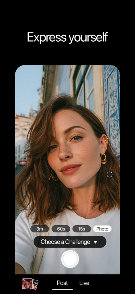 Waveful app camera interface for content creators to express themselves