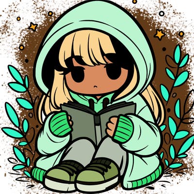 girl in oversized hoodie reading a book