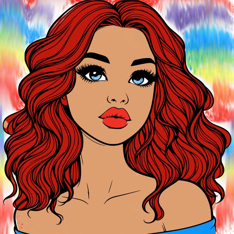 realistic girl with wavy hair and lips