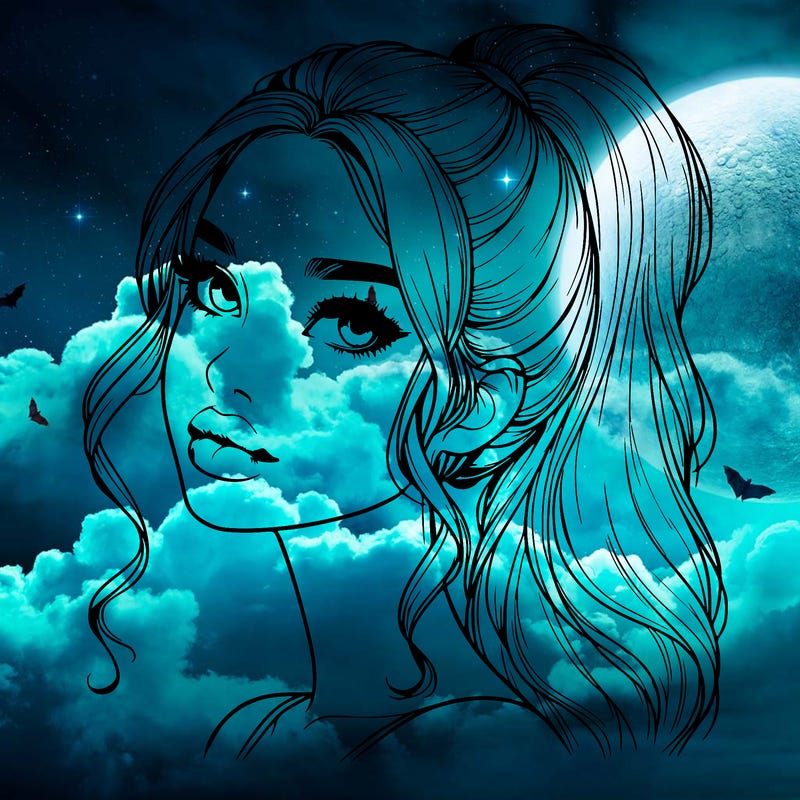 realistic girl with a ponytail on her hair and lips