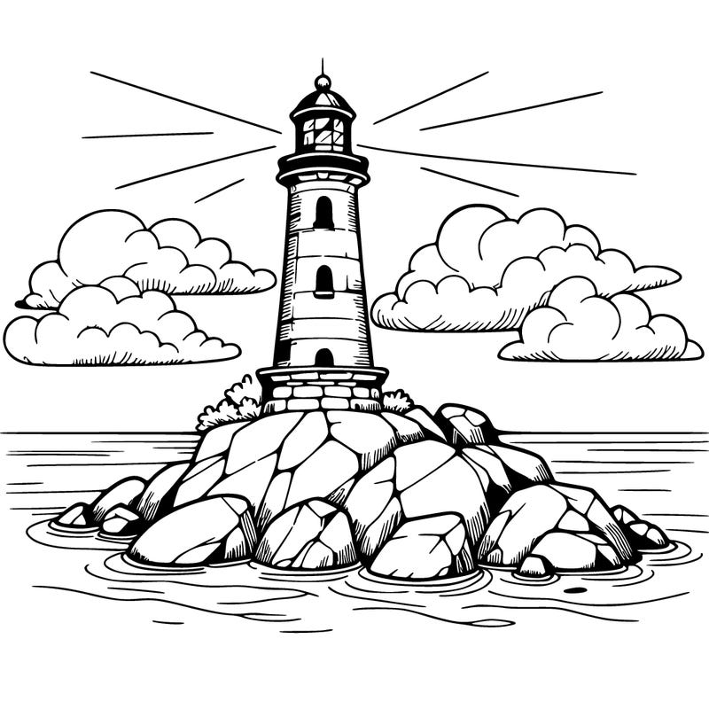 a lighthouse on a rock