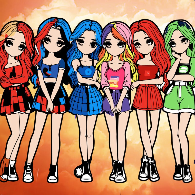 a group of girls realistic