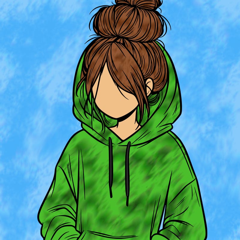 girl in oversized hoodie and messy bun