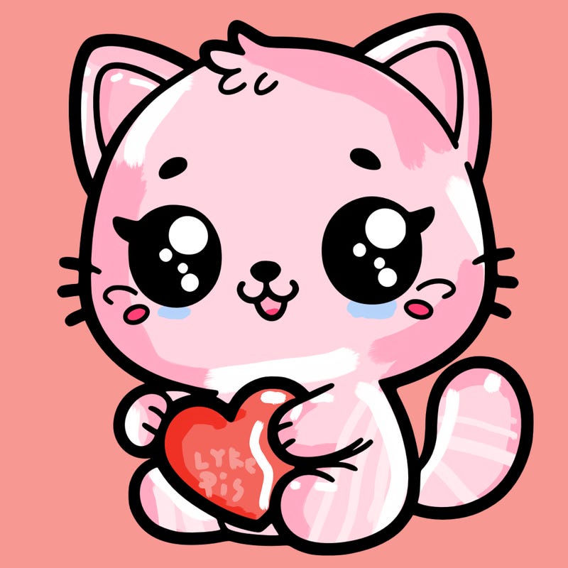 a kitty cat that is holding a hart